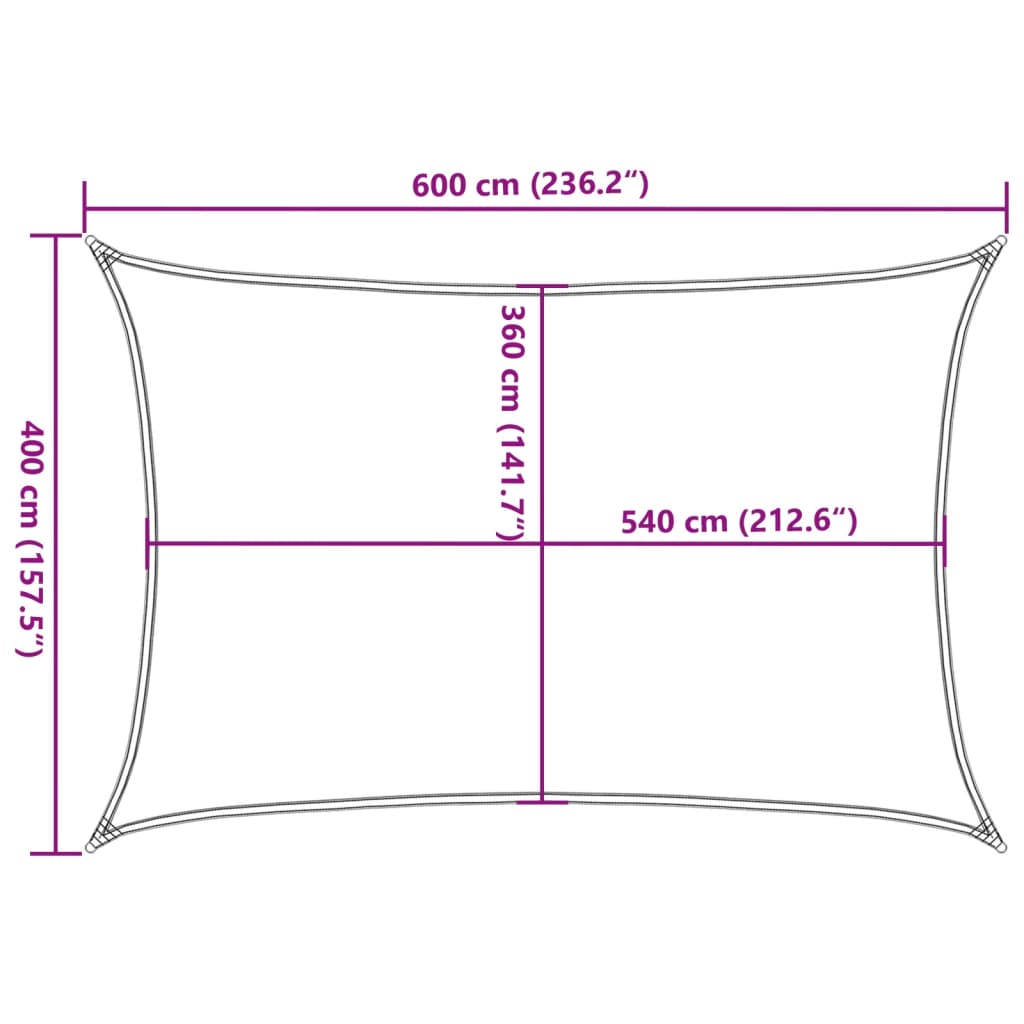 vidaXL Aurinkovarjo Purje HDPE Suorakaide 4x6 m Valkoinen