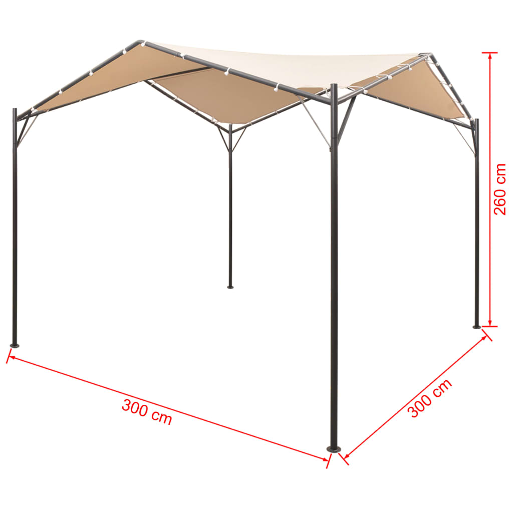 vidaXL Huvimaja/paviljonki 3x3 teräs Beige