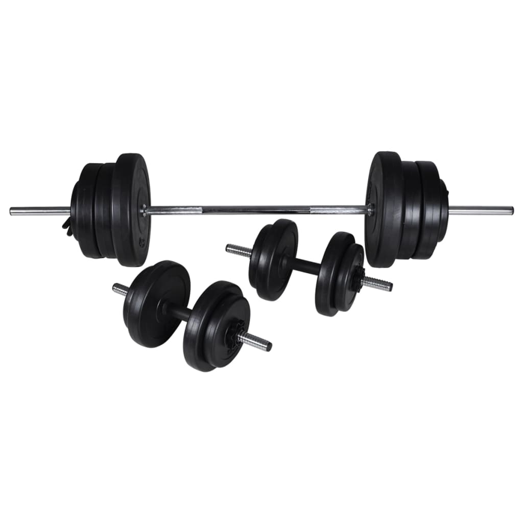 vidaXL Kuntopenkki painotangolla + levy- ja käsipainosarja 60,5 kg