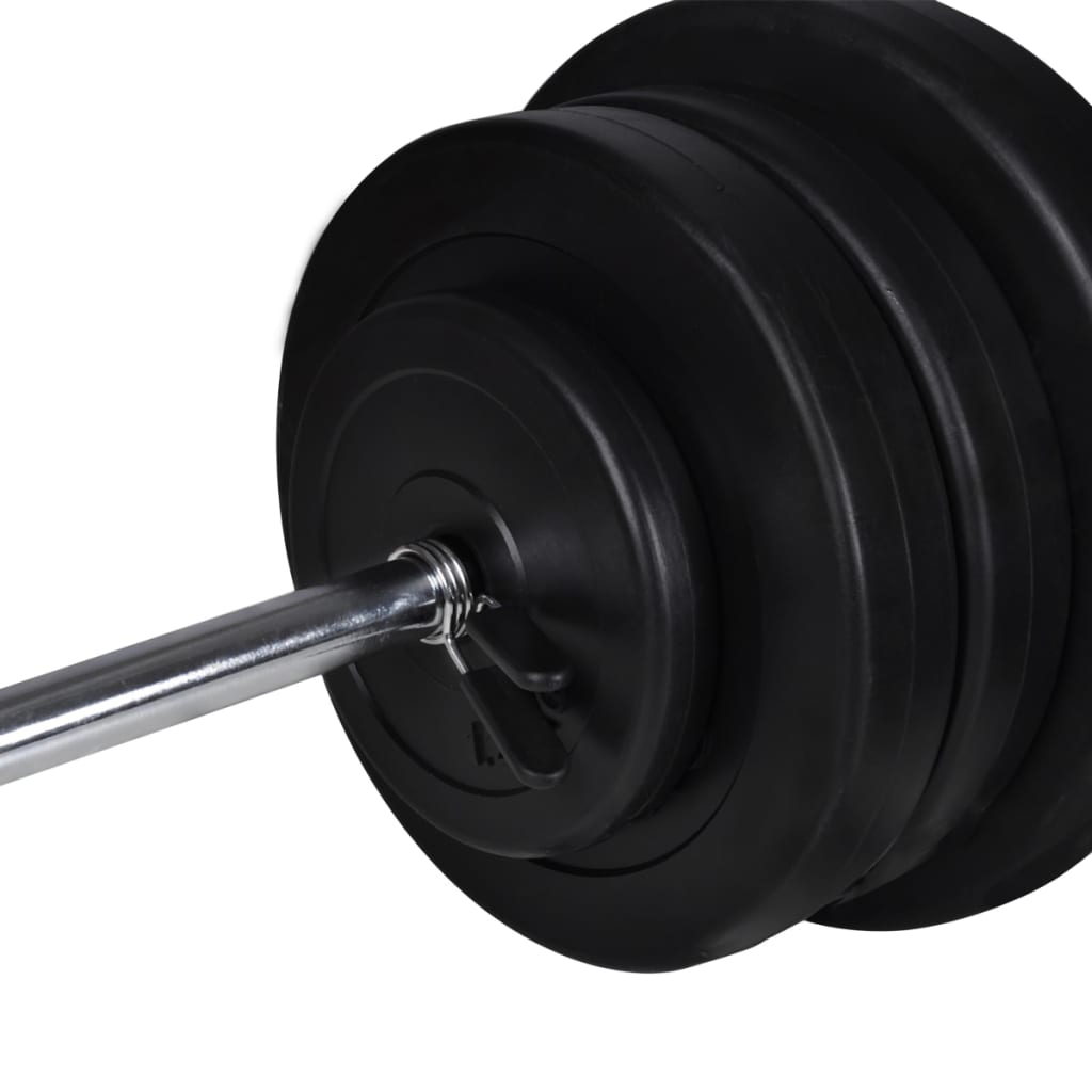 vidaXL Kuntopenkki painotangolla + levy- ja käsipainosarja 60,5 kg