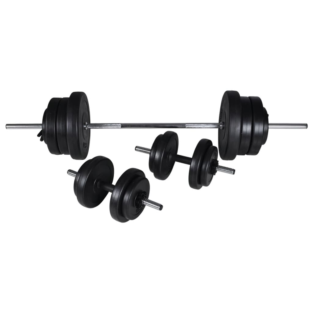vidaXL Kuntopenkki painotangolla + levy- ja käsipainosarja 60,5 kg