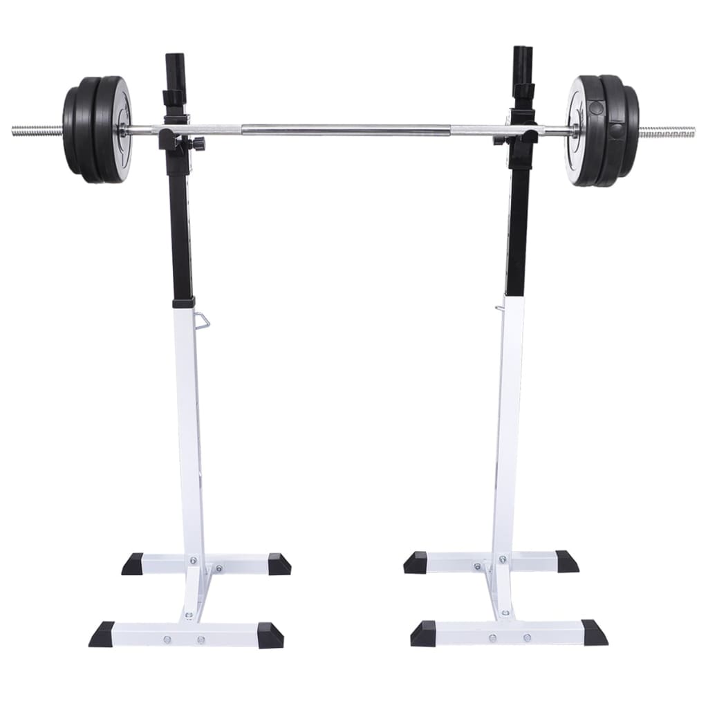 vidaXL Kyykkyteline painotangolla + levy- ja käsipainosarja 60,5 kg