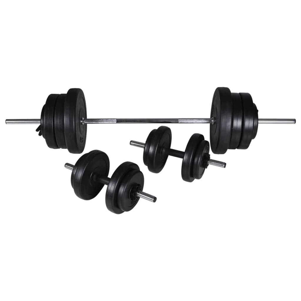 vidaXL Kyykkyteline painotangolla + levy- ja käsipainosarja 60,5 kg
