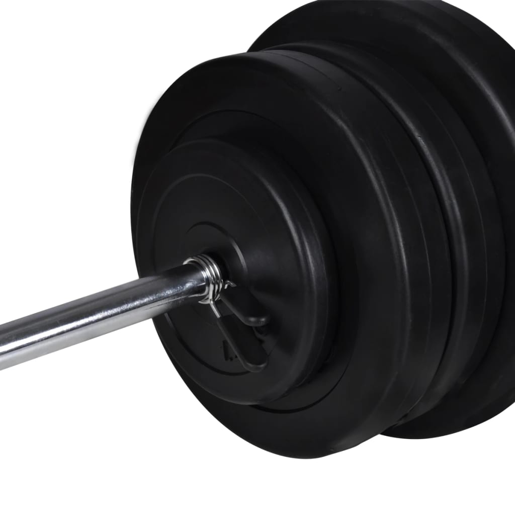 vidaXL Kuntopenkki painotangolla + levy- ja käsipainosarja 60,5 kg