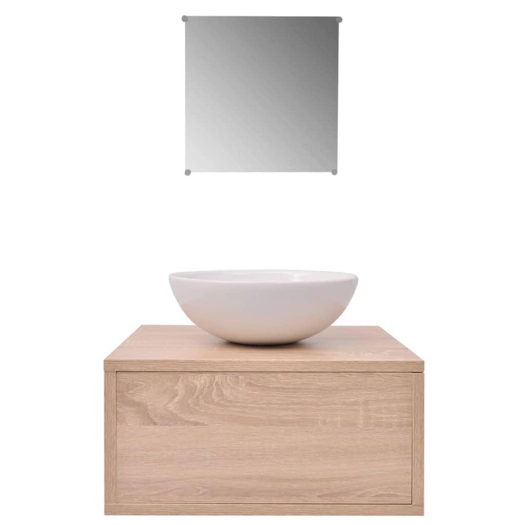 vidaXL Kolmeosainen Kylpyhuoneen Kaluste- ja Pesuallassarja Beige