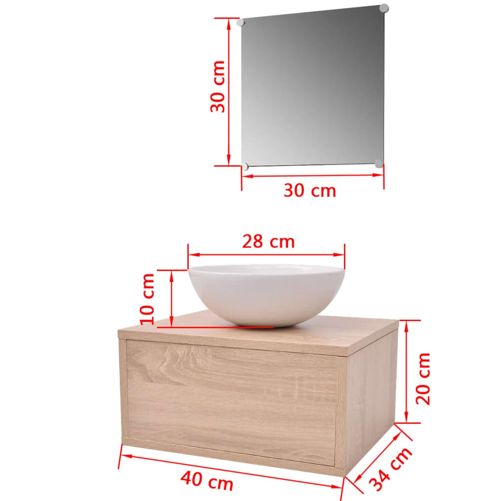 vidaXL Kolmeosainen Kylpyhuoneen Kaluste- ja Pesuallassarja Beige
