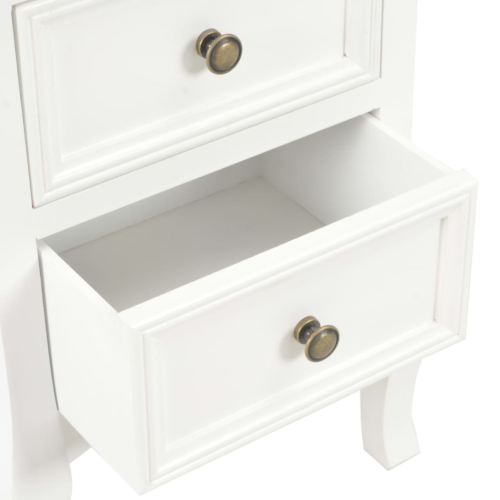 vidaXL Yöpöytä 2kpl MDF 35x30x49 cm valkoinen