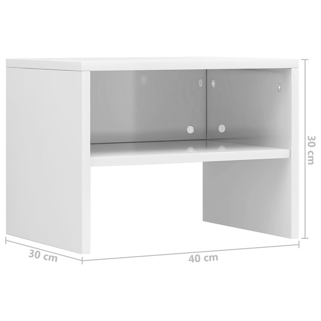 vidaXL Yöpöydät 2 kpl korkeakiilto valkoinen 40x30x30 cm tekninen puu