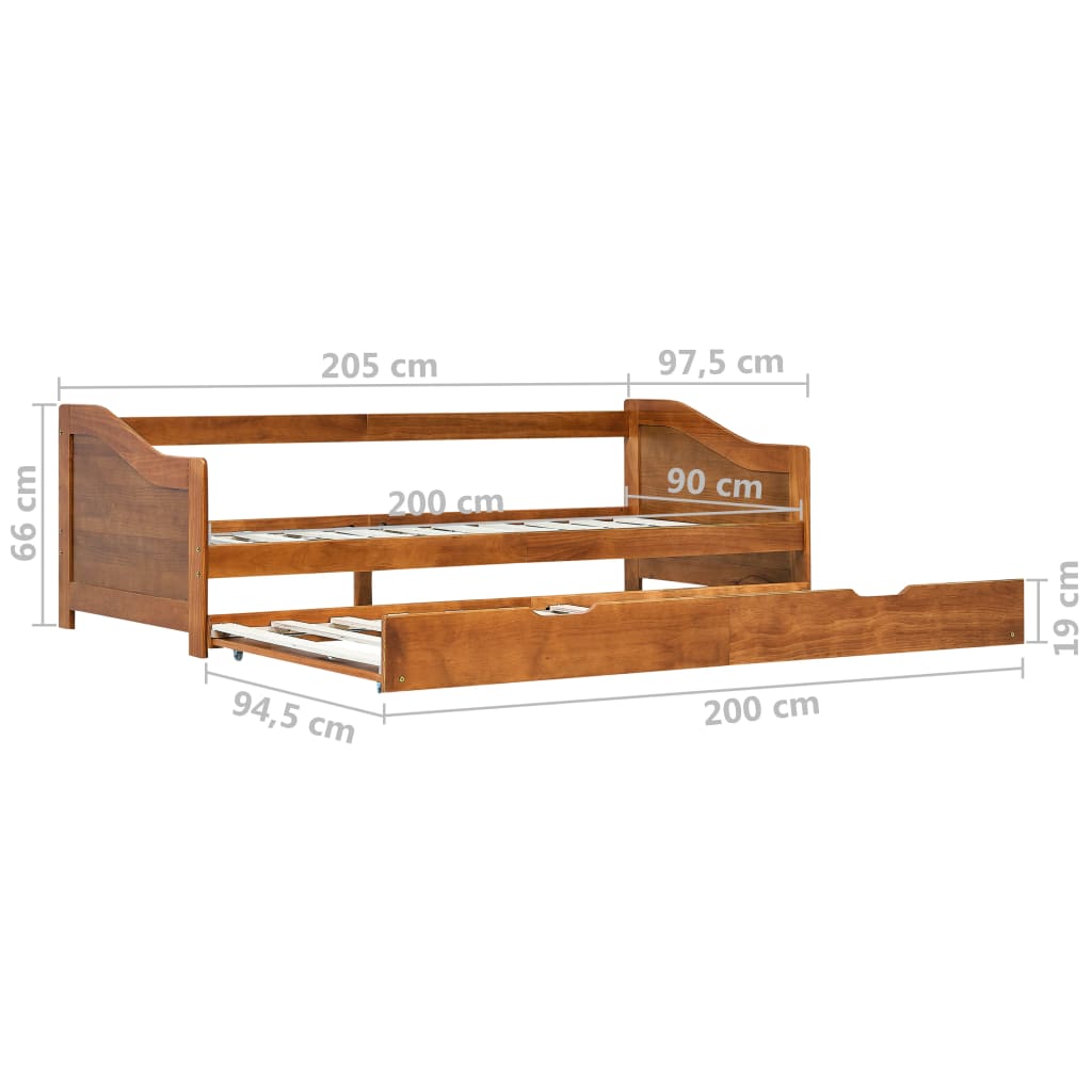 vidaXL Vuodesohvan runko hunajanruskea mänty 90x200 cm