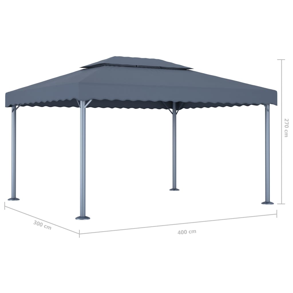 vidaXL Huvimaja 400 x 300 cm antrasiitti alumiini