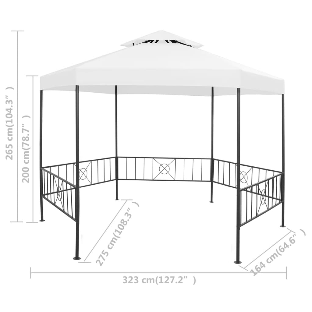 vidaXL Puutarhan huvimaja 323x275x265 cm valkoinen 180 g/m²