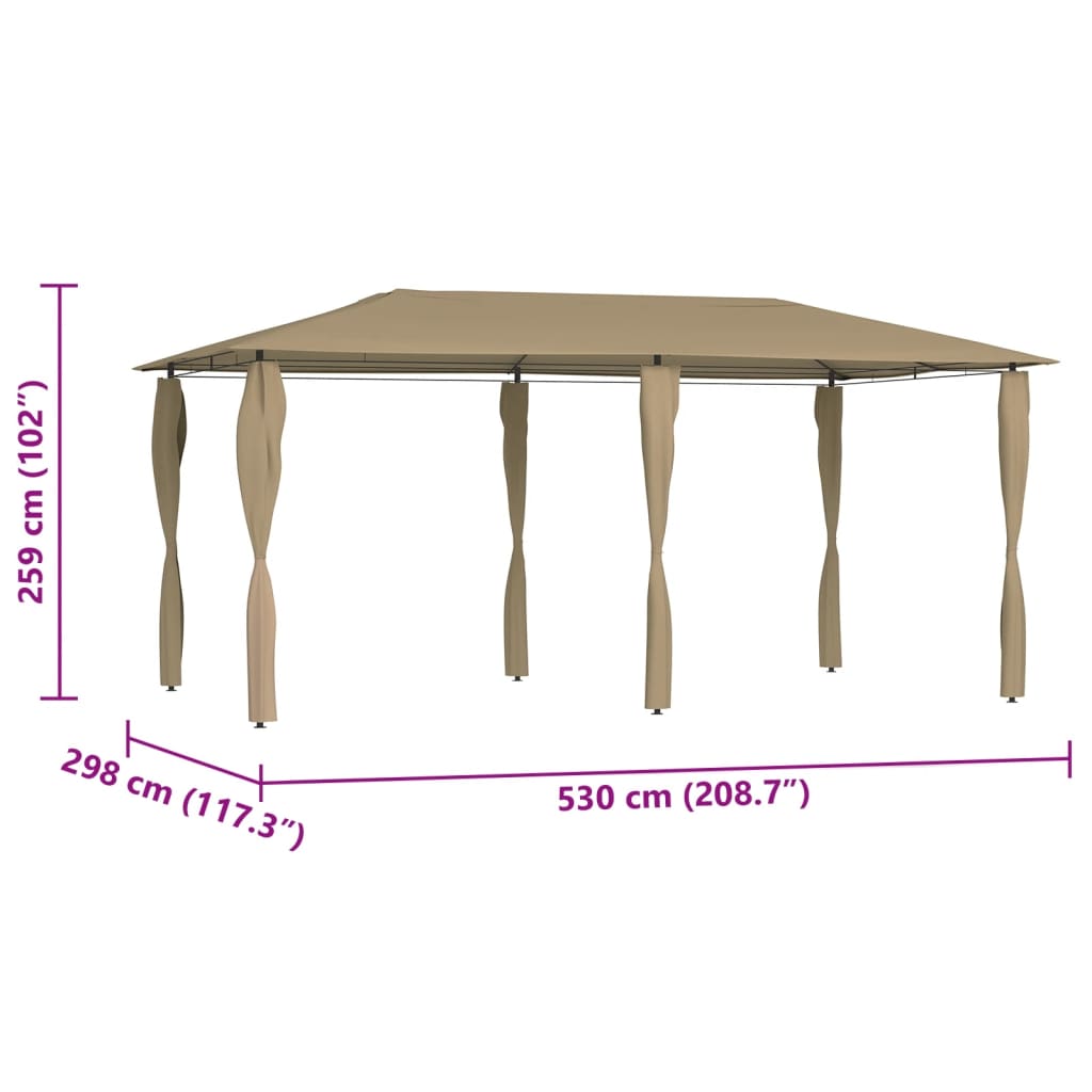 vidaXL Huvimaja tolppasuojilla 2,98x5,3x2,59 m harmaanruskea 160 g/m²