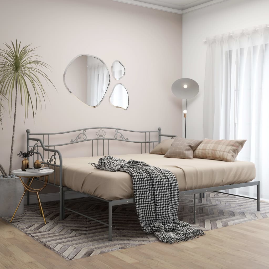 vidaXL Vuodesohvan runko harmaa metalli 90x200 cm