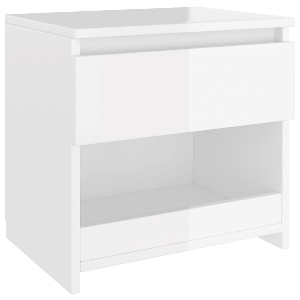 vidaXL Yöpöydät 2 kpl korkeakiilto valkoinen 40x30x39 cm tekninen puu