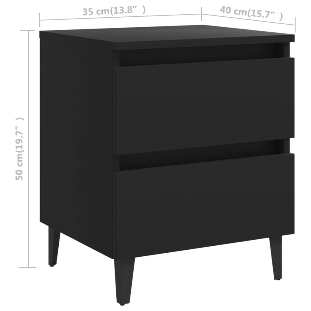 vidaXL Yöpöydät 2 kpl musta 40x35x50 cm tekninen puu