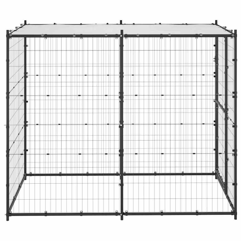 vidaXL Koiran ulkohäkki katolla teräs 110x220x180 cm