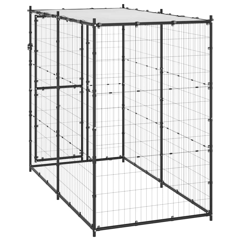 vidaXL Koiran ulkohäkki katolla teräs 110x220x180 cm