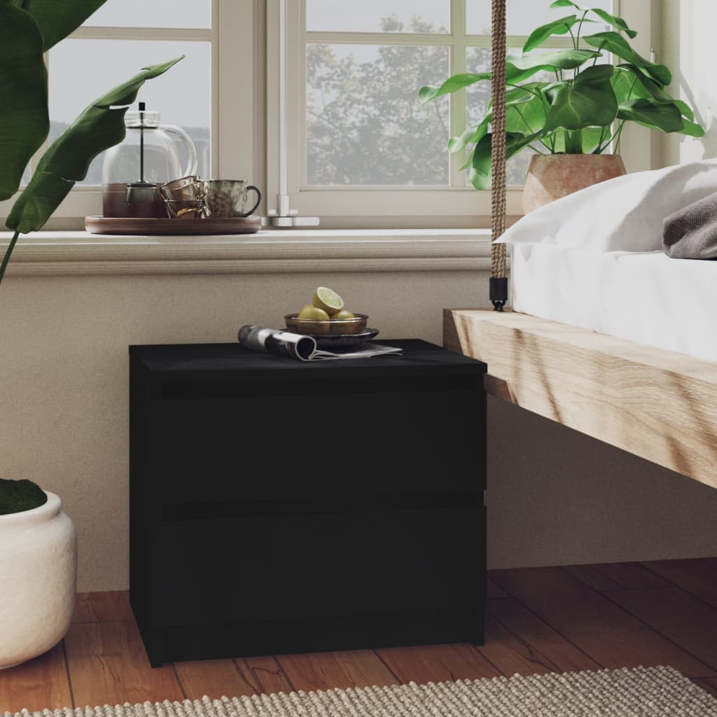 vidaXL Yöpöydät 2 kpl musta 50x39x43,5 cm lastulevy
