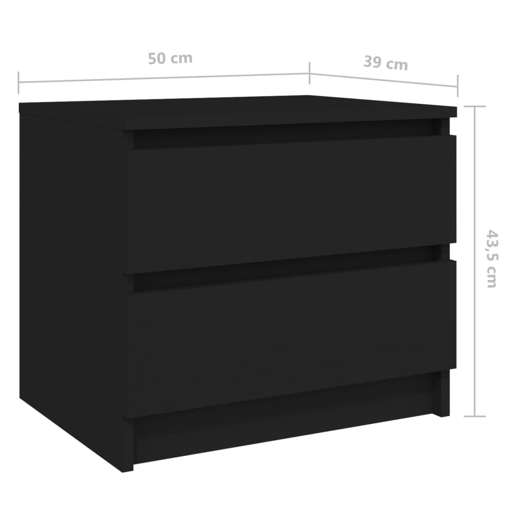 vidaXL Yöpöydät 2 kpl musta 50x39x43,5 cm lastulevy
