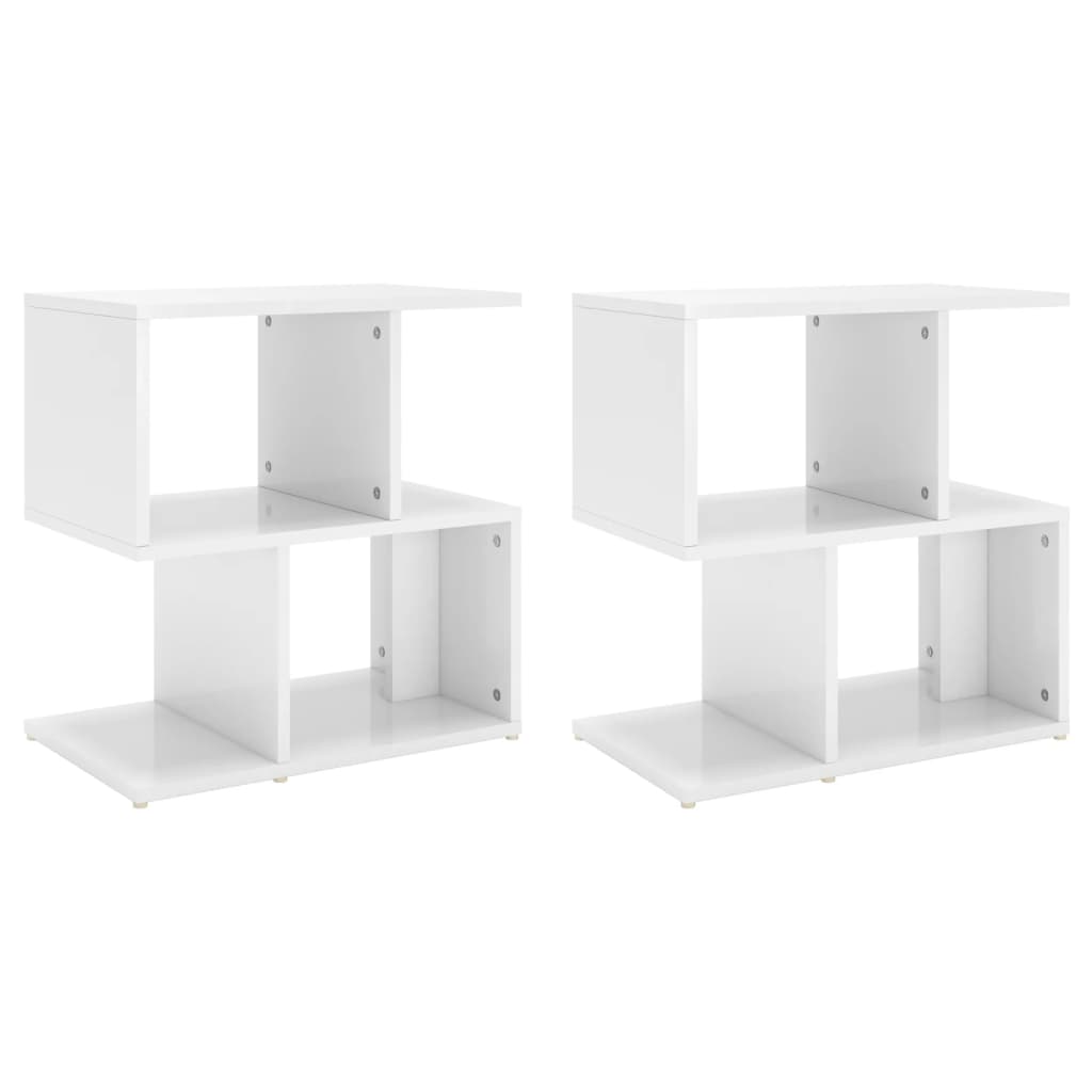 vidaXL Yöpöydät 2 kpl korkeakiilto valk. 50x30x51,5 cm tekninen puu