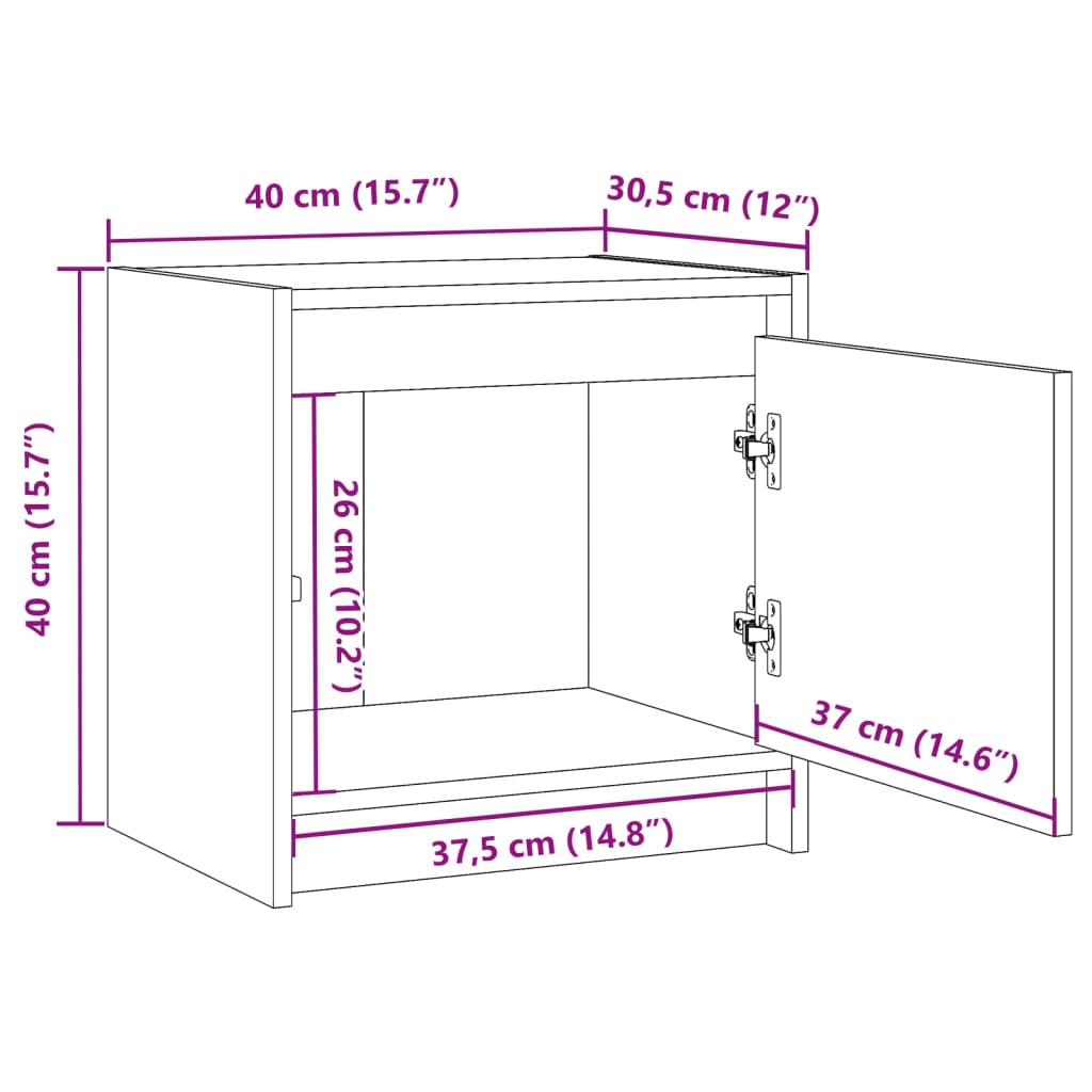 vidaXL Yöpöydät 2 kpl valkoinen 40x30,5x40 cm täysi mänty