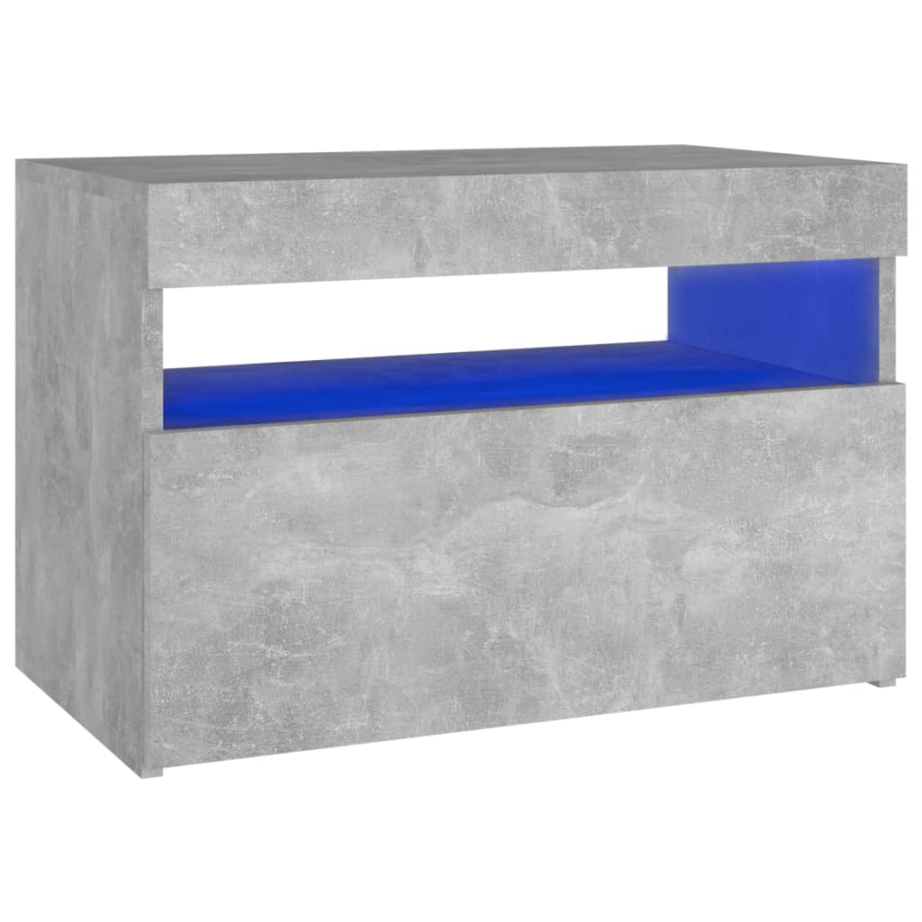vidaXL Yöpöytä LED-valoilla betoninharmaa 60x35x40 cm