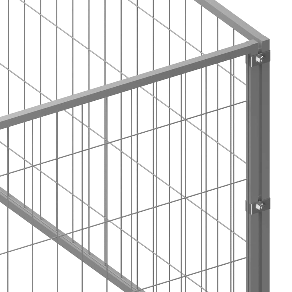 vidaXL Koiranhäkki hopea 12 m² teräs