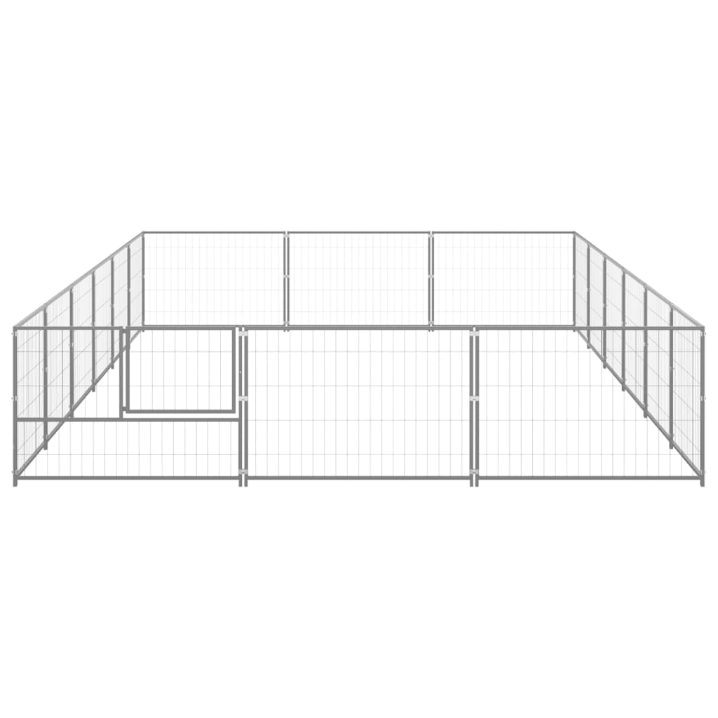vidaXL Koiranhäkki hopea 18 m² teräs