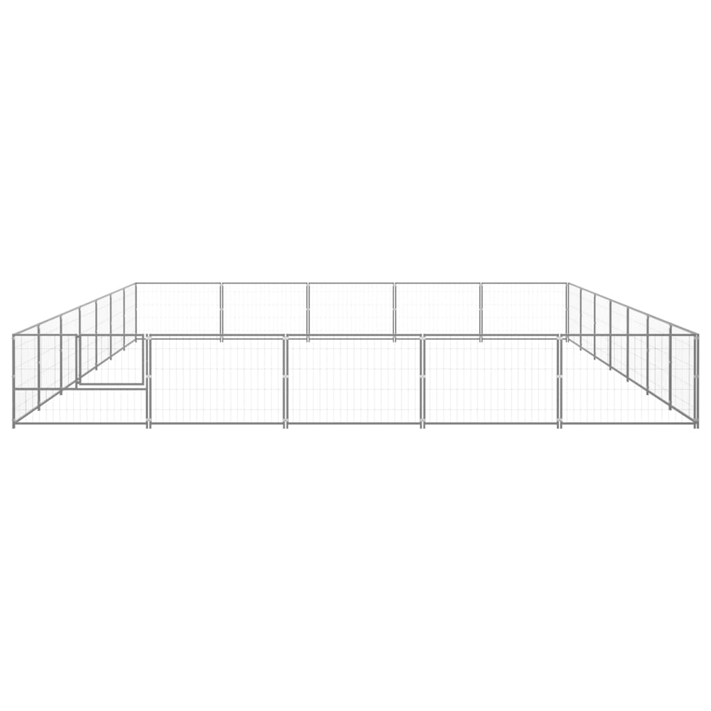 vidaXL Koiranhäkki hopea 35 m² teräs