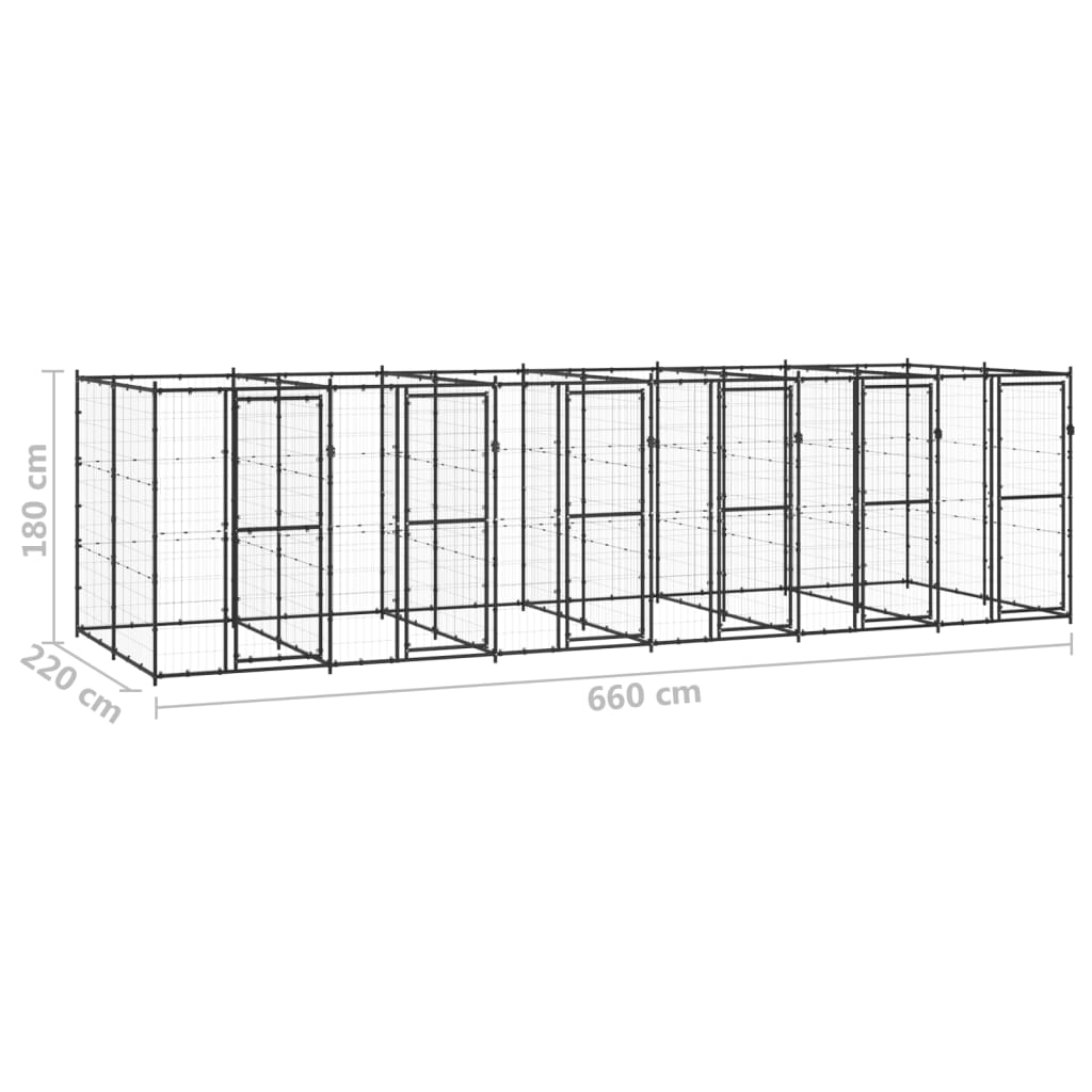 vidaXL Koiran ulkohäkki teräs 14,52 m²