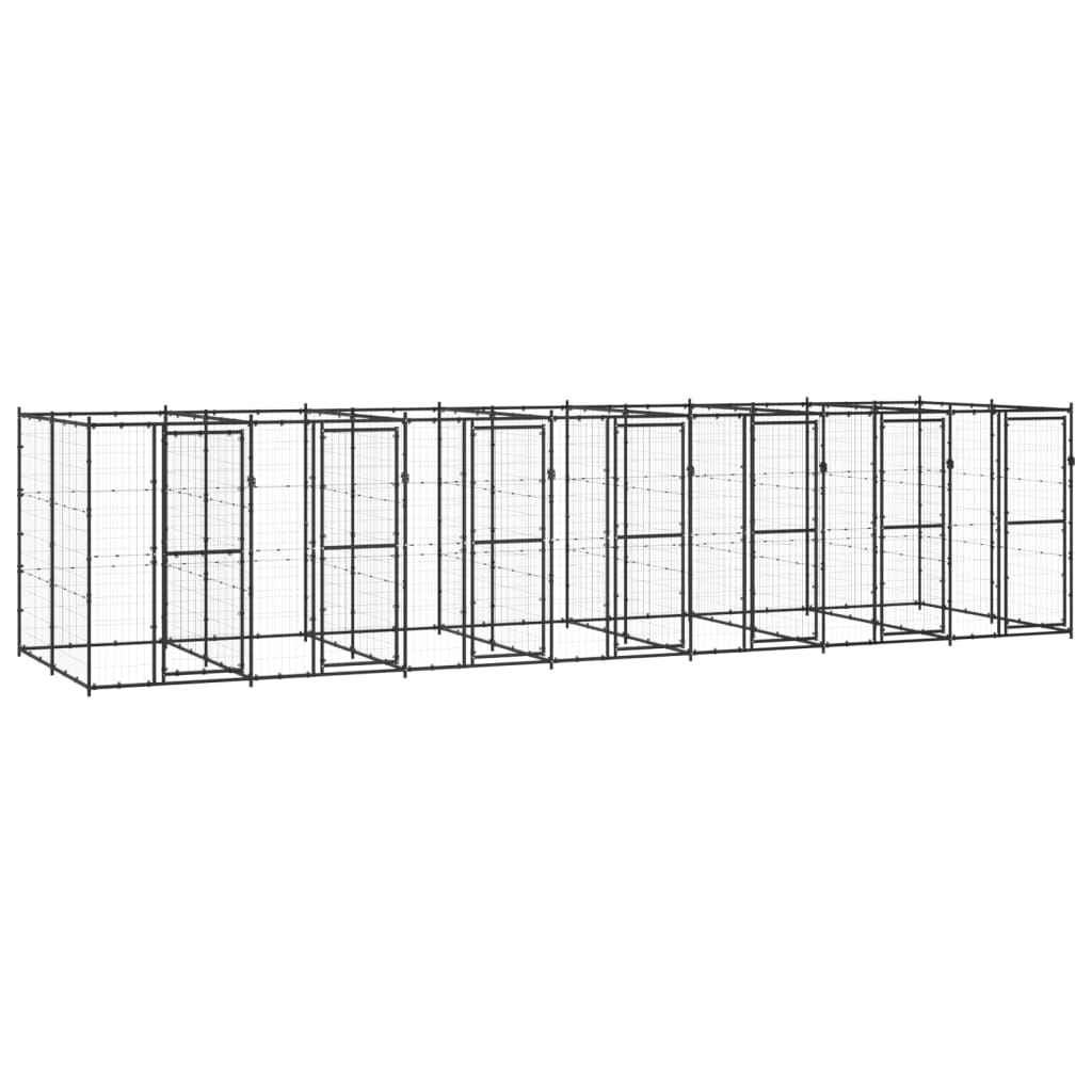 vidaXL Koiran ulkohäkki teräs 16,94 m²