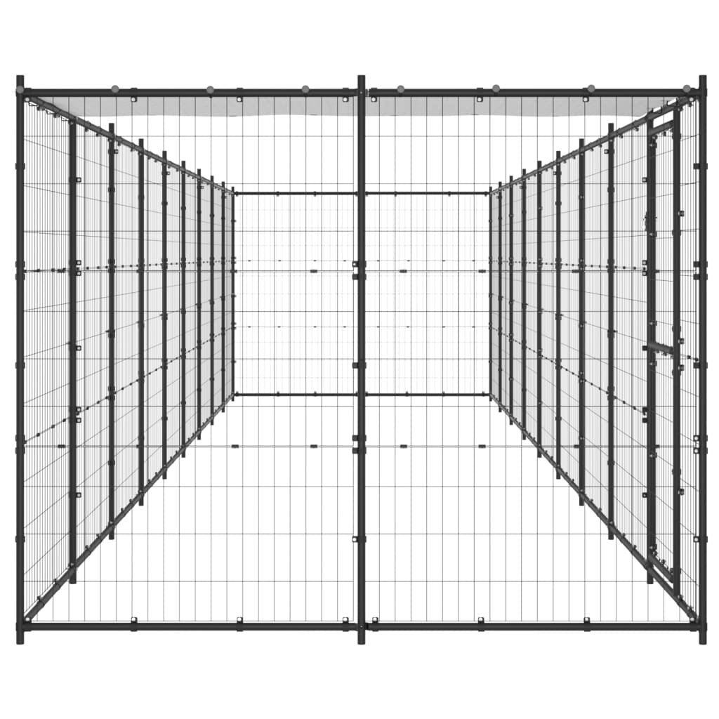 vidaXL Koiran ulkohäkki katolla teräs 21,78 m²