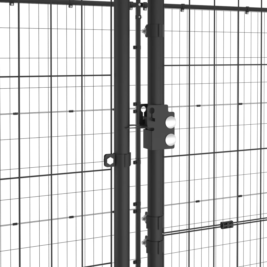 vidaXL Koiran ulkohäkki katolla teräs 21,78 m²