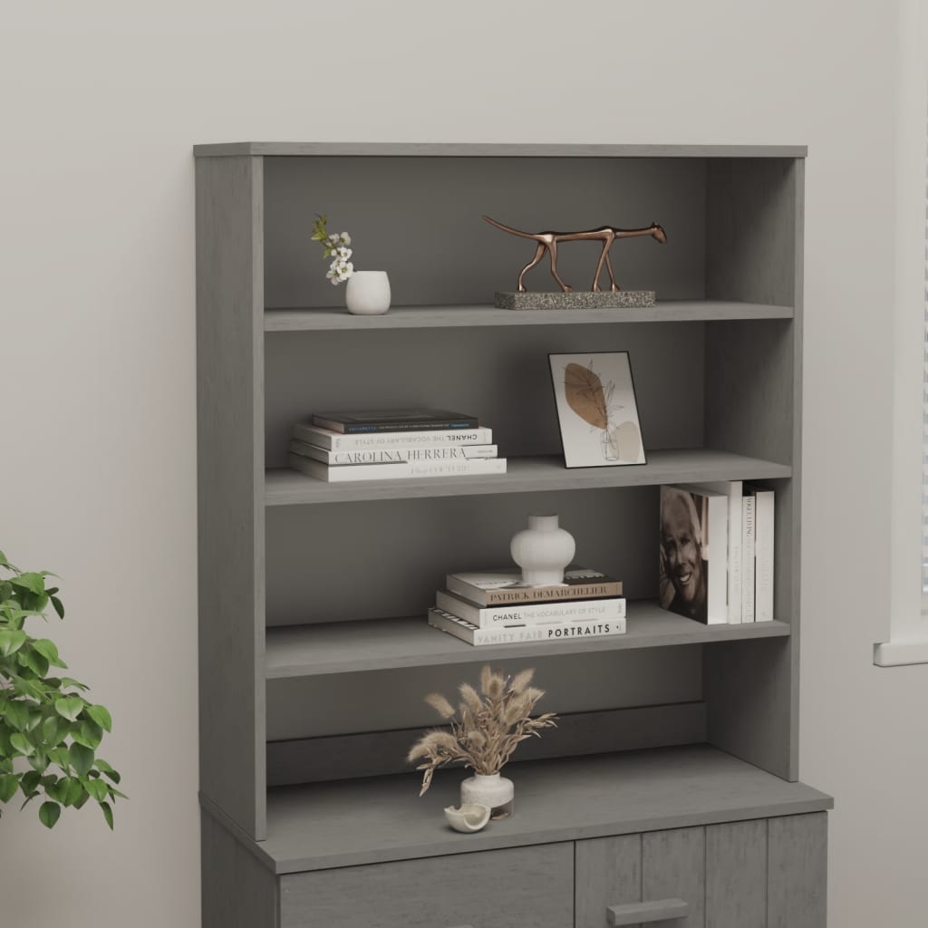 vidaXL Yläkaappi HAMAR vaaleanharmaa 90x30x100 cm täysi mänty