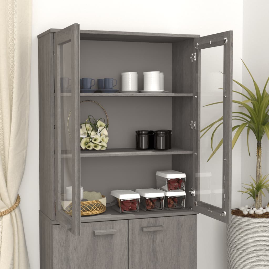 vidaXL Yläkaappi HAMAR vaaleanharmaa 85x35x100 cm täysi mänty