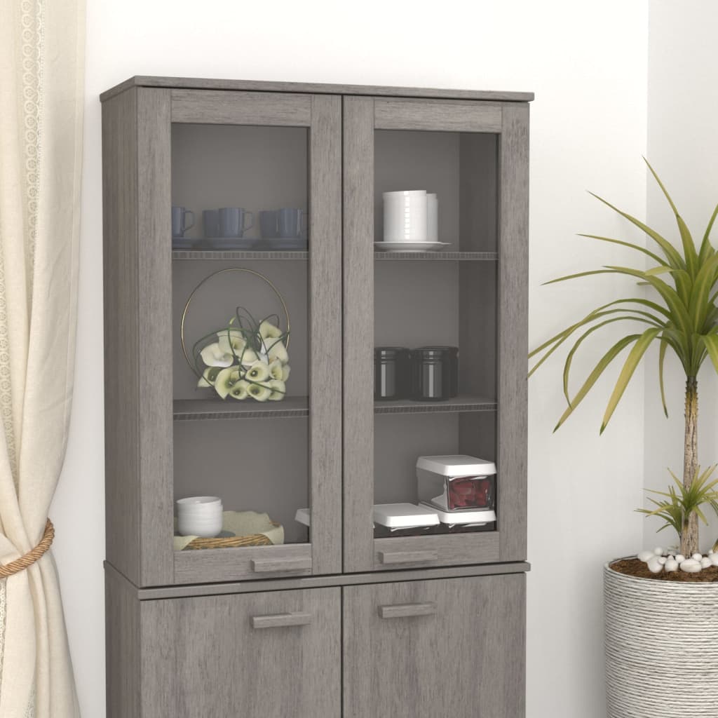 vidaXL Yläkaappi HAMAR vaaleanharmaa 85x35x100 cm täysi mänty