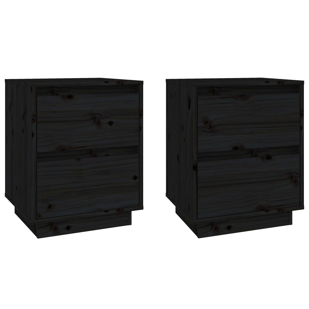 vidaXL Yöpöydät 2 kpl musta 40x35x50 cm täysi mänty