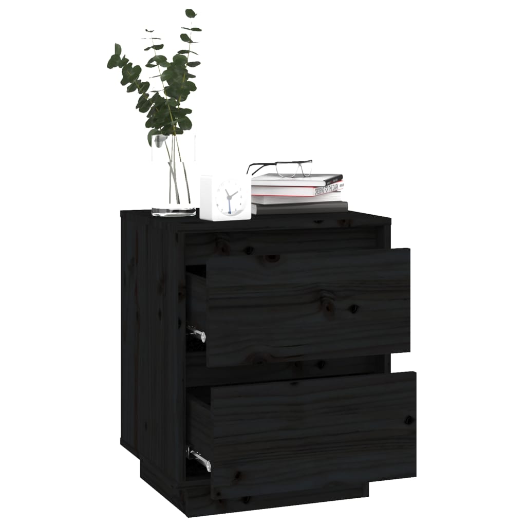 vidaXL Yöpöydät 2 kpl musta 40x35x50 cm täysi mänty