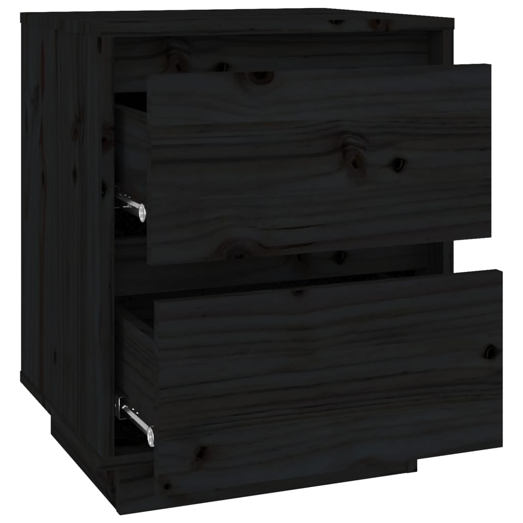 vidaXL Yöpöydät 2 kpl musta 40x35x50 cm täysi mänty