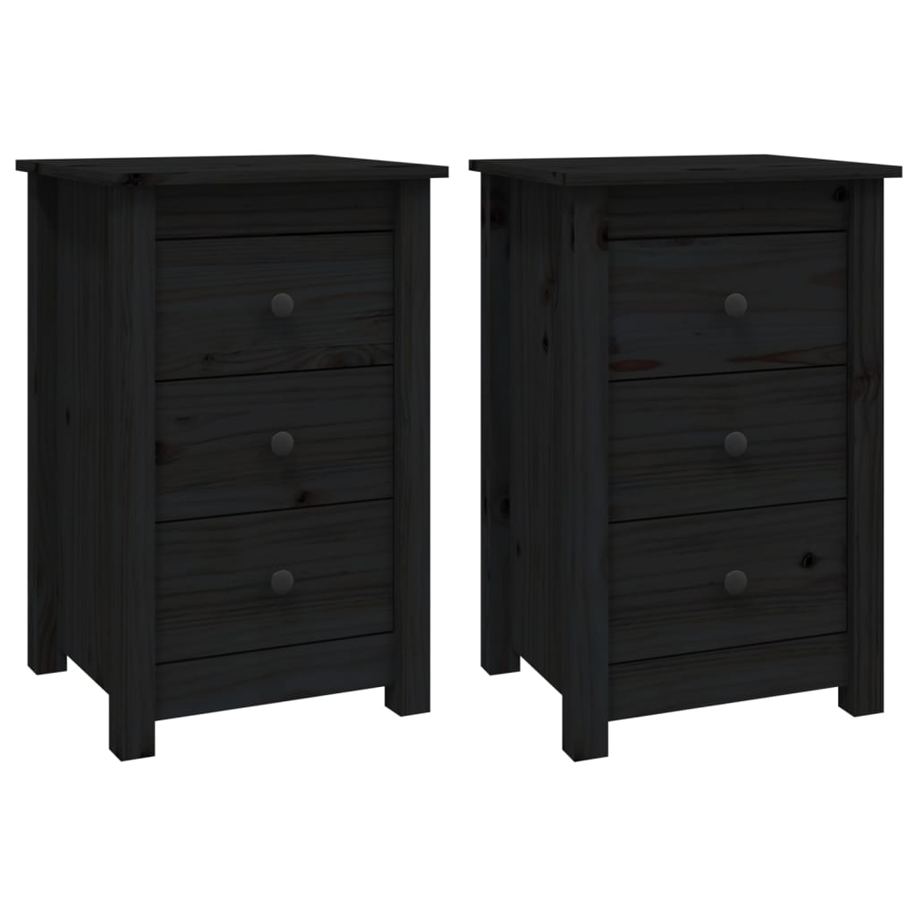 vidaXL Yöpöydät 2 kpl musta 40x35x61,5 cm täysi mänty