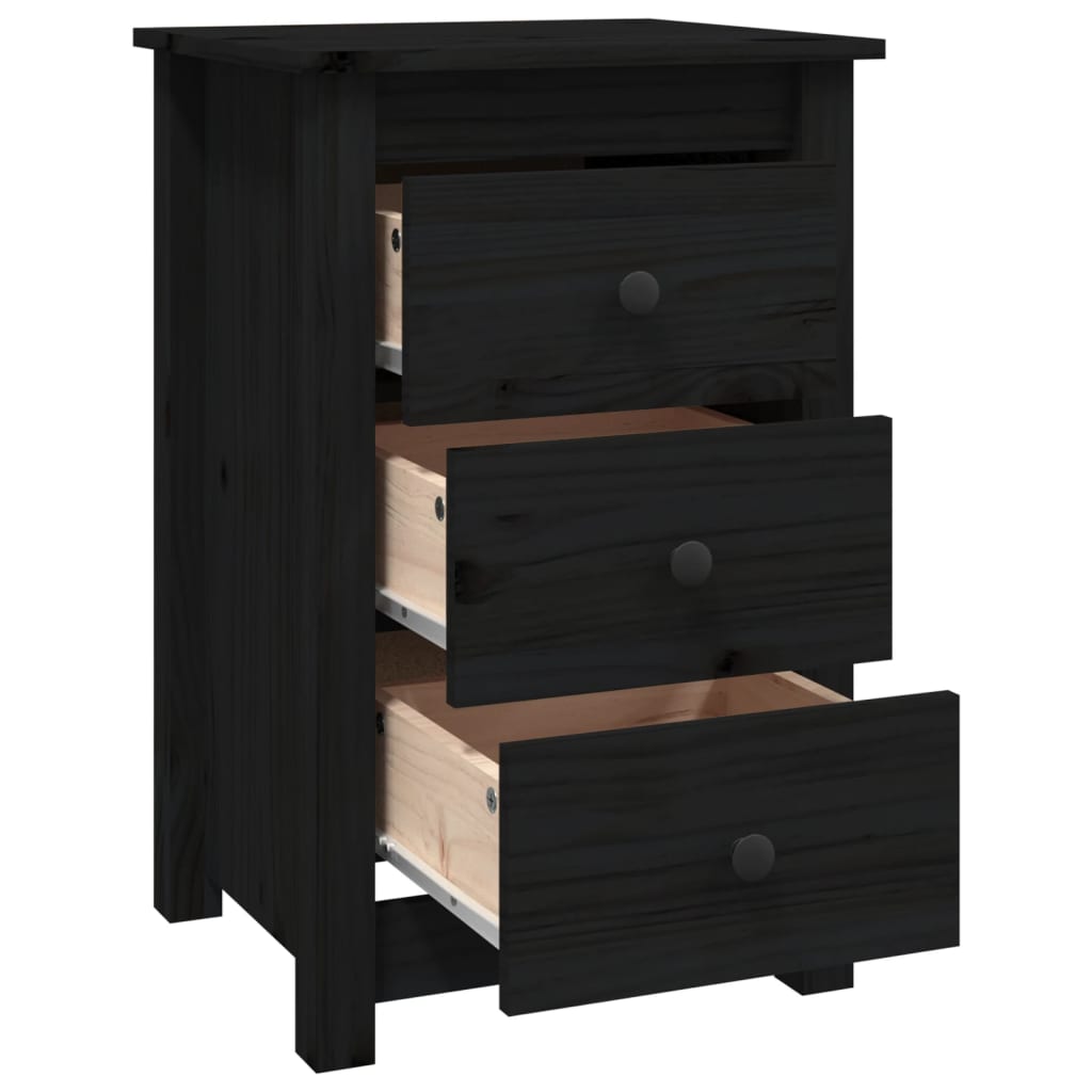 vidaXL Yöpöydät 2 kpl musta 40x35x61,5 cm täysi mänty