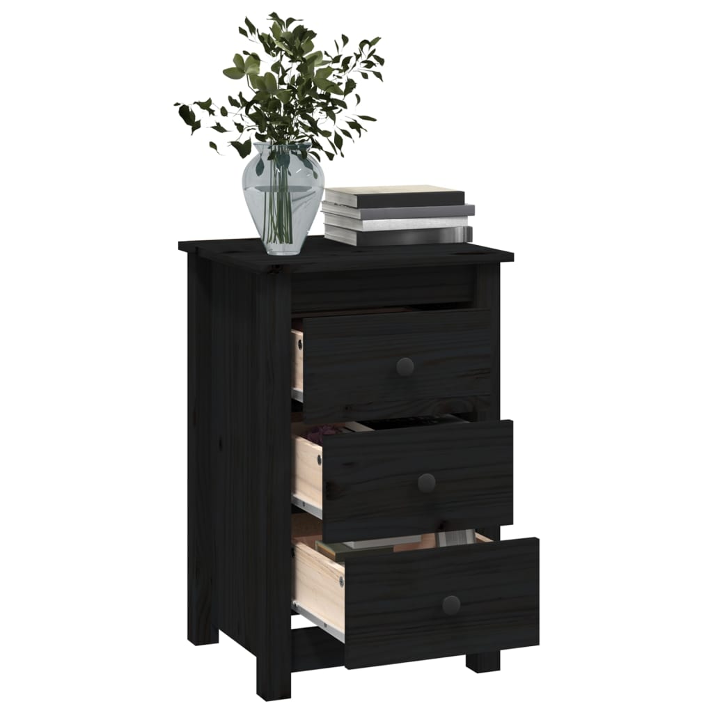 vidaXL Yöpöydät 2 kpl musta 40x35x61,5 cm täysi mänty