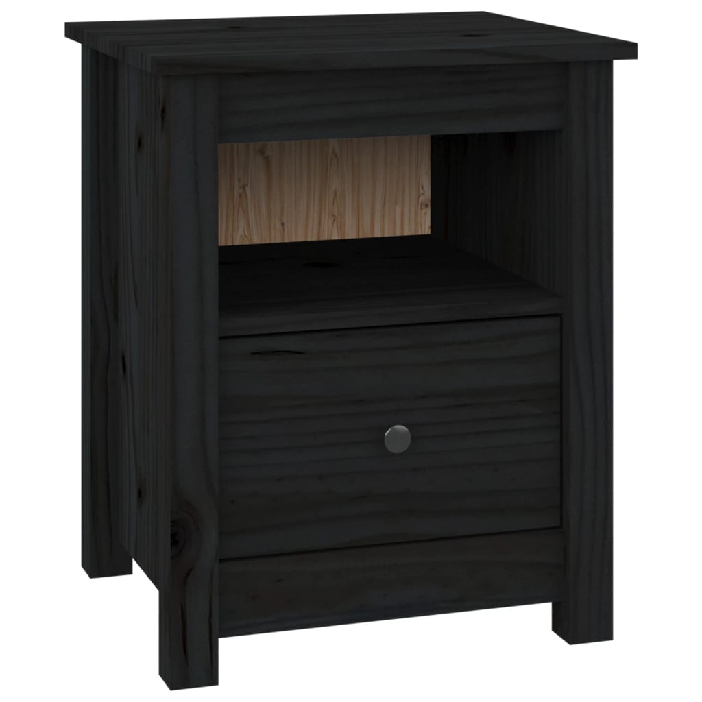 vidaXL Yöpöydät 2 kpl musta 40x35x49 cm täysi mänty
