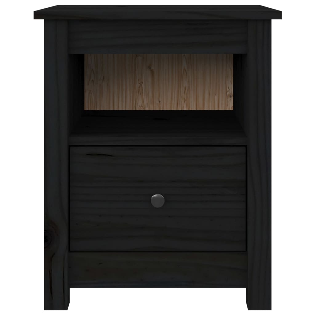 vidaXL Yöpöydät 2 kpl musta 40x35x49 cm täysi mänty