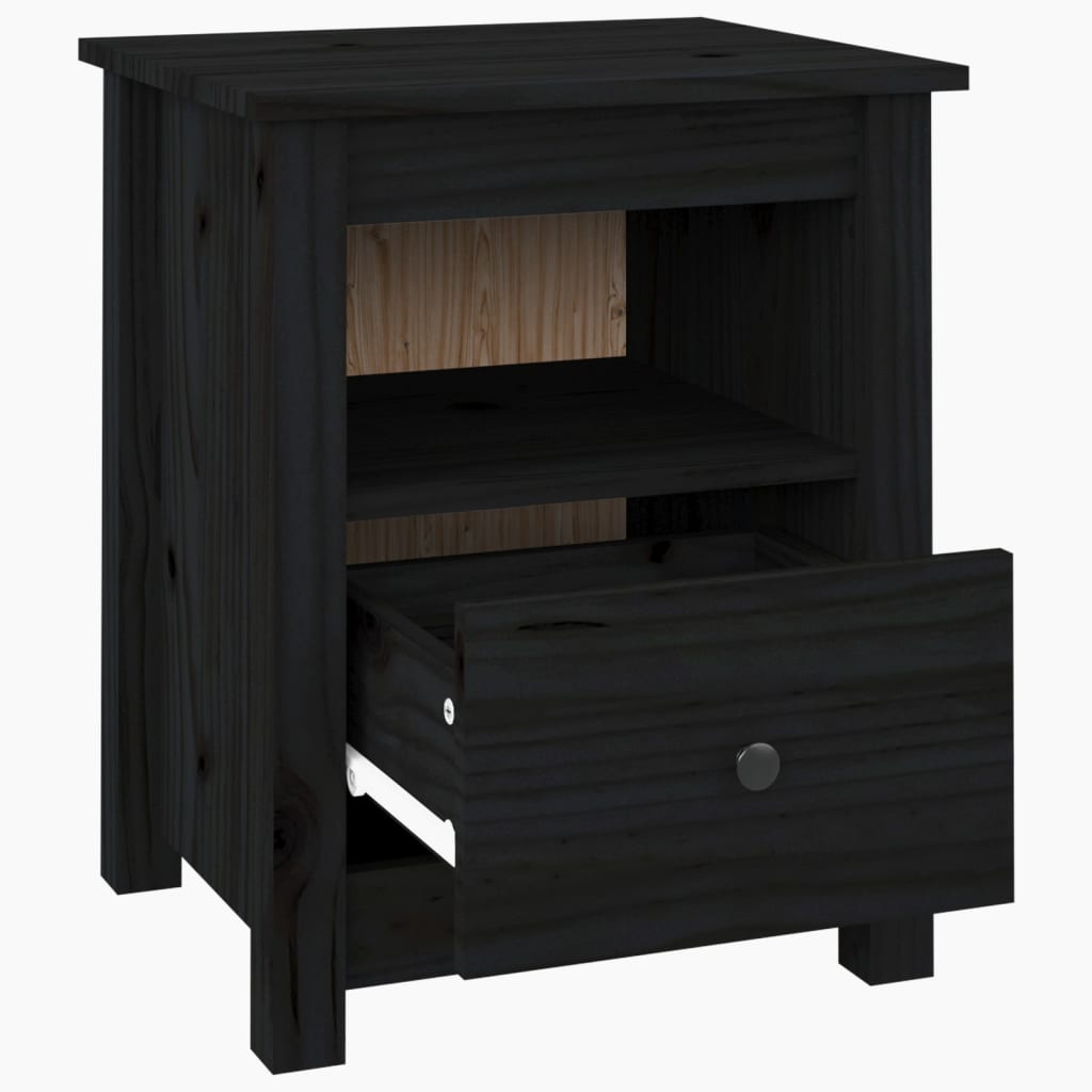 vidaXL Yöpöydät 2 kpl musta 40x35x49 cm täysi mänty
