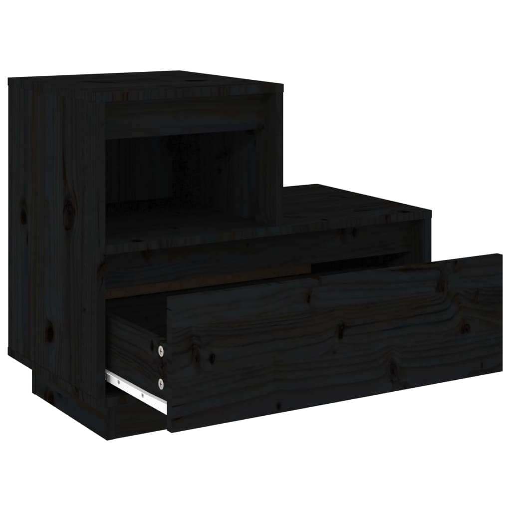 vidaXL Yöpöydät 2 kpl musta 60x34x51 cm täysi mänty