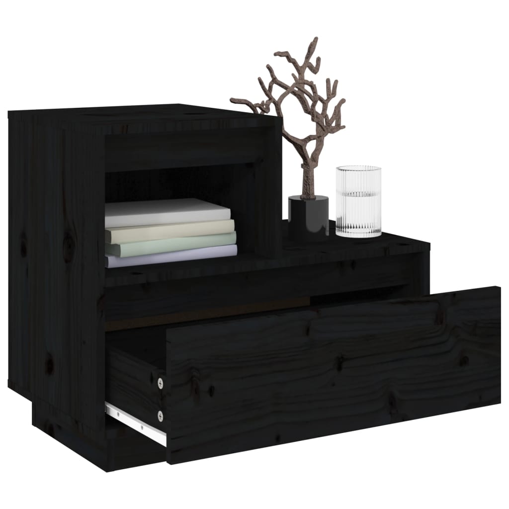 vidaXL Yöpöydät 2 kpl musta 60x34x51 cm täysi mänty