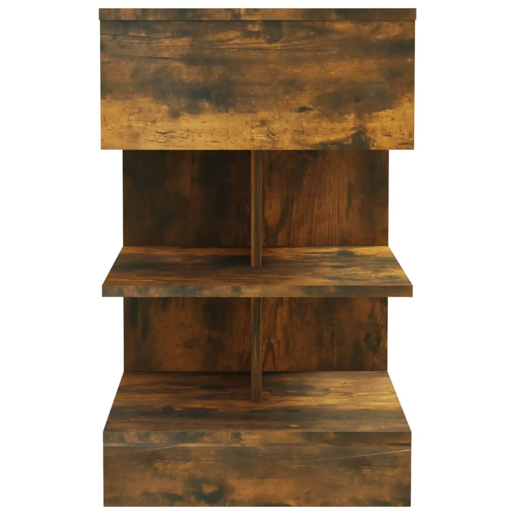 vidaXL Yöpöydät 2 kpl savutammi 40x35x65 cm tekninen puu