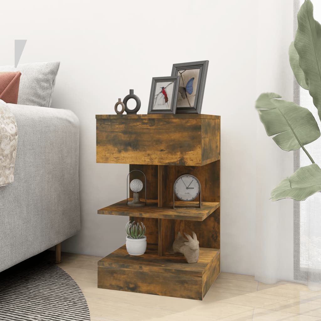 vidaXL Yöpöydät 2 kpl savutammi 40x35x65 cm tekninen puu