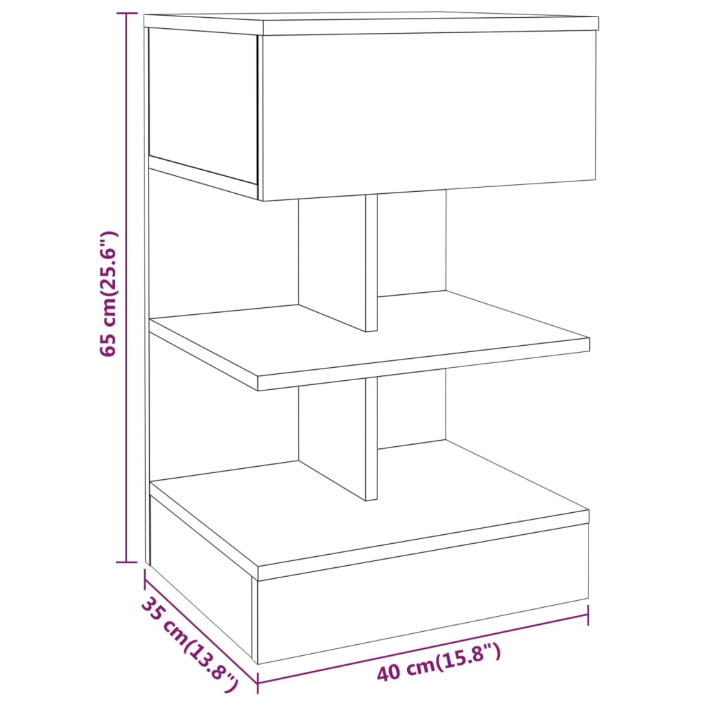 vidaXL Yöpöydät 2 kpl ruskea tammi 40x35x50 cm tekninen puu